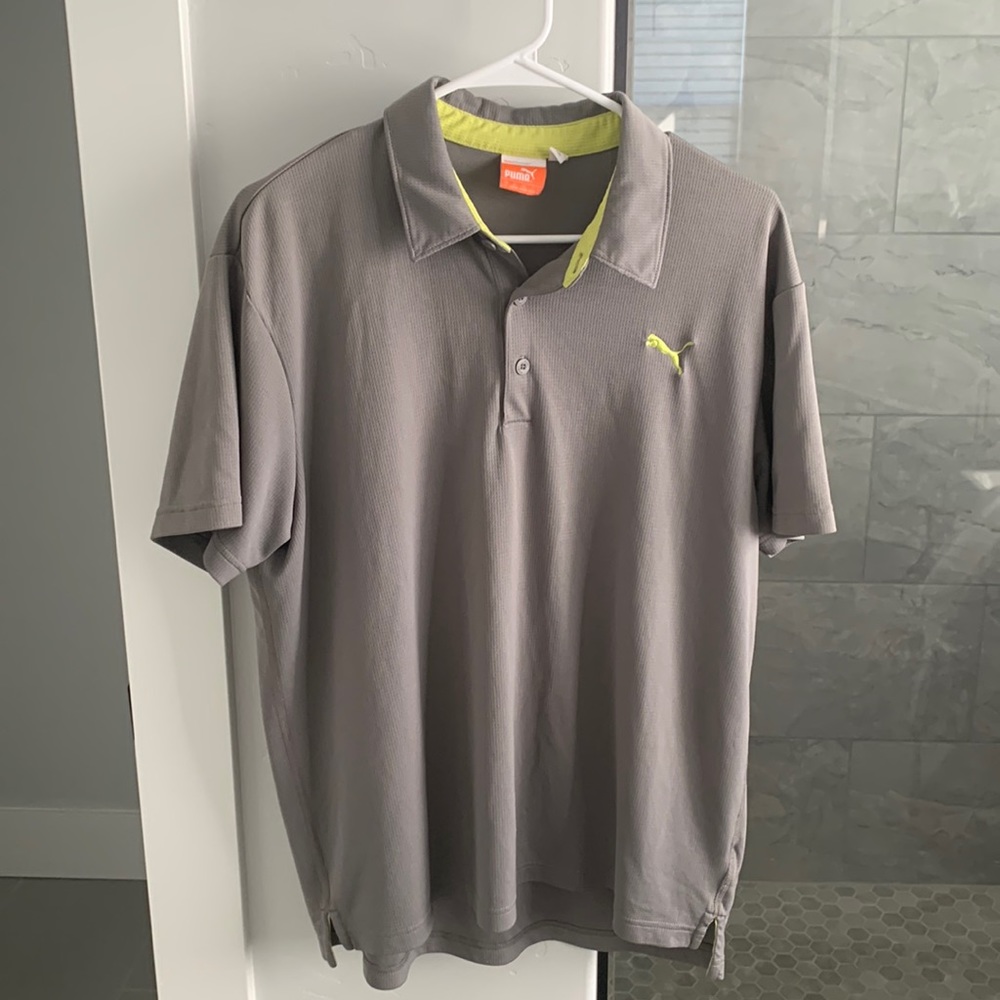 Gray Puma Mens Golf Shirt